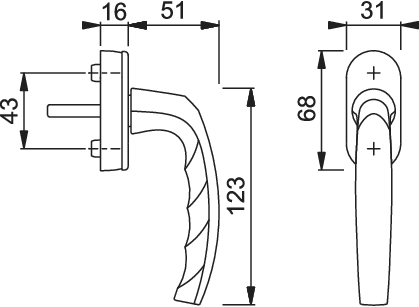 Hoppe Fenstergriff Atlanta Aluminium-Natur Secustik® 32-42 mm