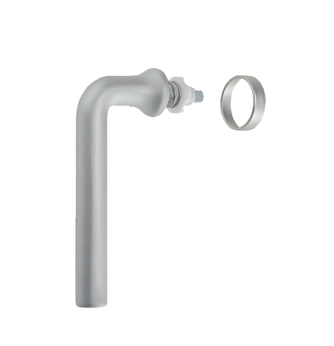 Design-Fenstergriff L-Form Naturton / Silberfarbig E6/C0/EV1