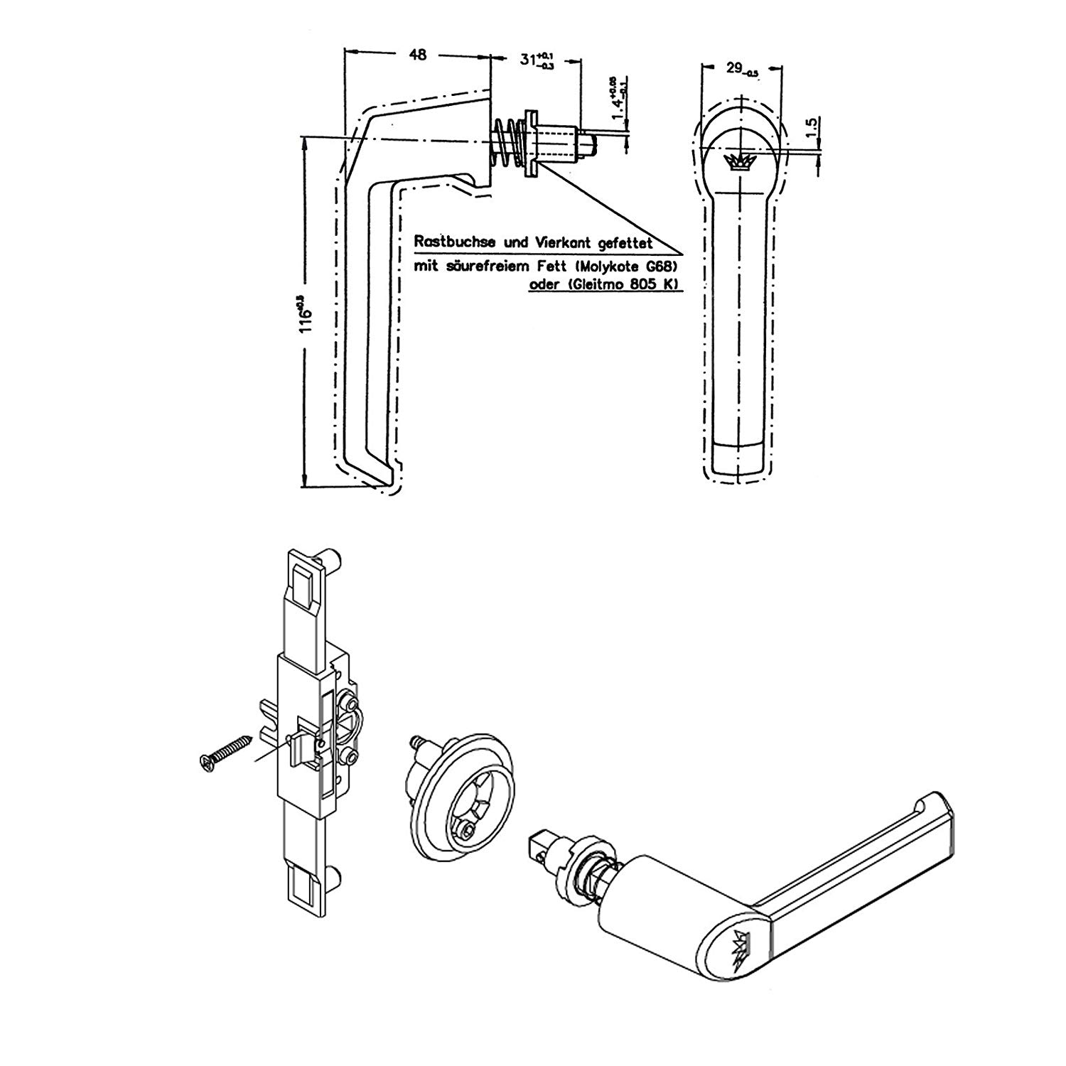 Schüco Fenstergriff (Steckgriff)
