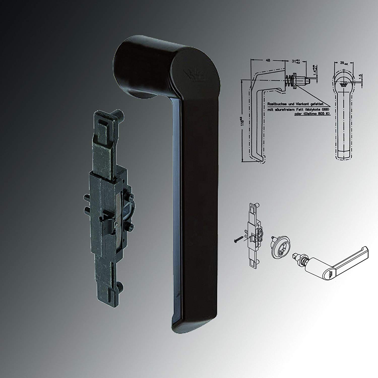 Schüco M&A Fenstergriff Renovierungskit Steckgriff, Kammergetriebe, Rosette