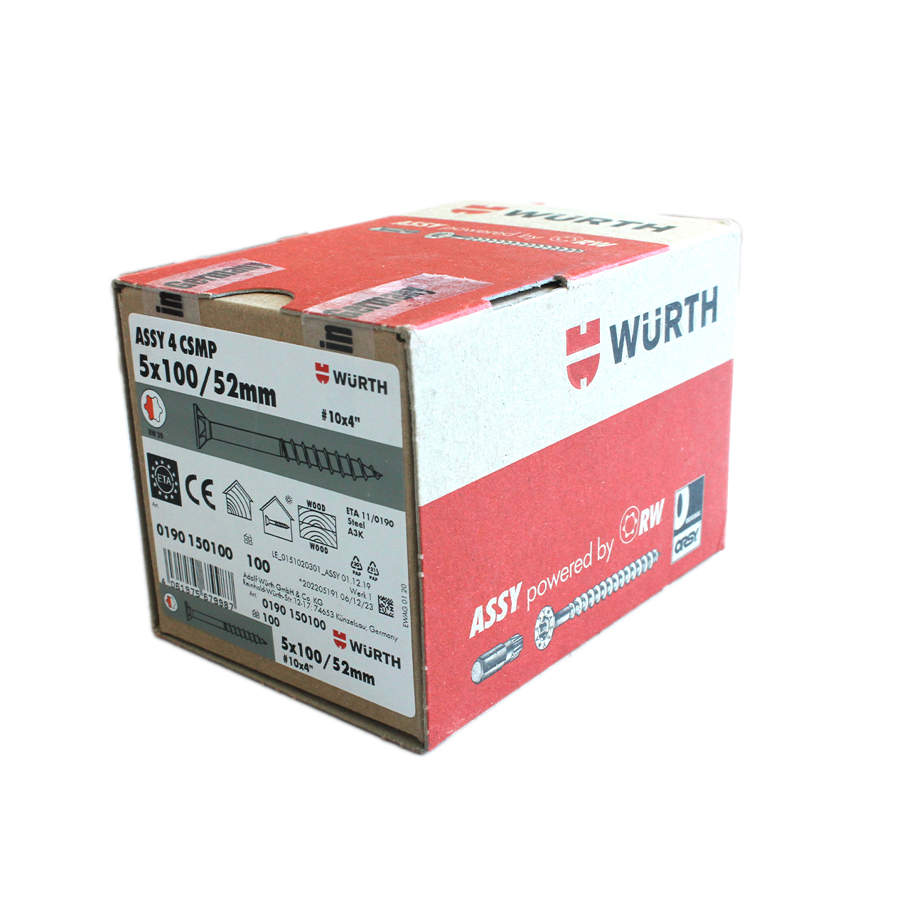 ASSY 4 CSMP 5x100 / 52mm verzinkt TG Senkfrästasche RW, 100 Stk Stahl Schrauben Vollgewinde