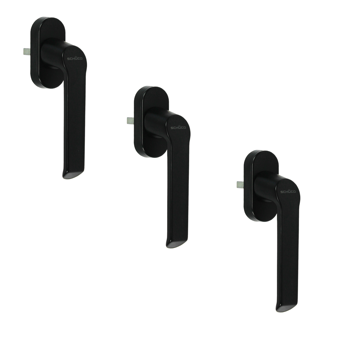 3er Sparset Schüco CT 70 Fenstergriff Akustik in schwarz