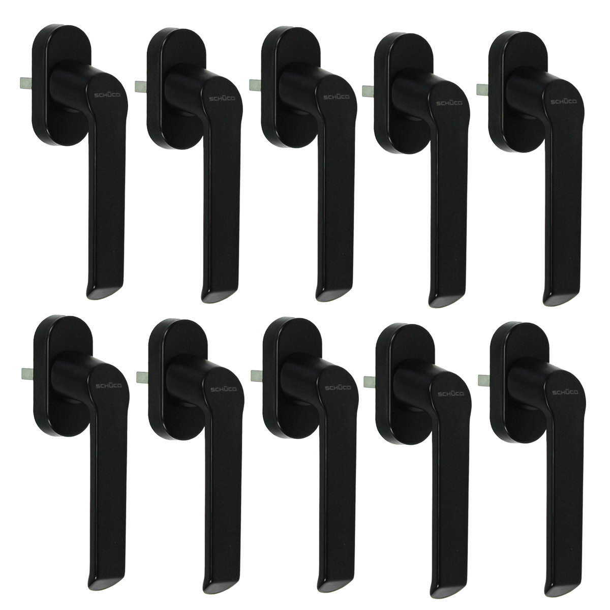 10er Sparset Schüco CT 70 Fenstergriff Akustik in schwarz