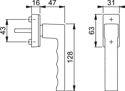 HOPPE Fenstergriff Toulon 0737/UD9024, F9 Aluminium stahlfarben