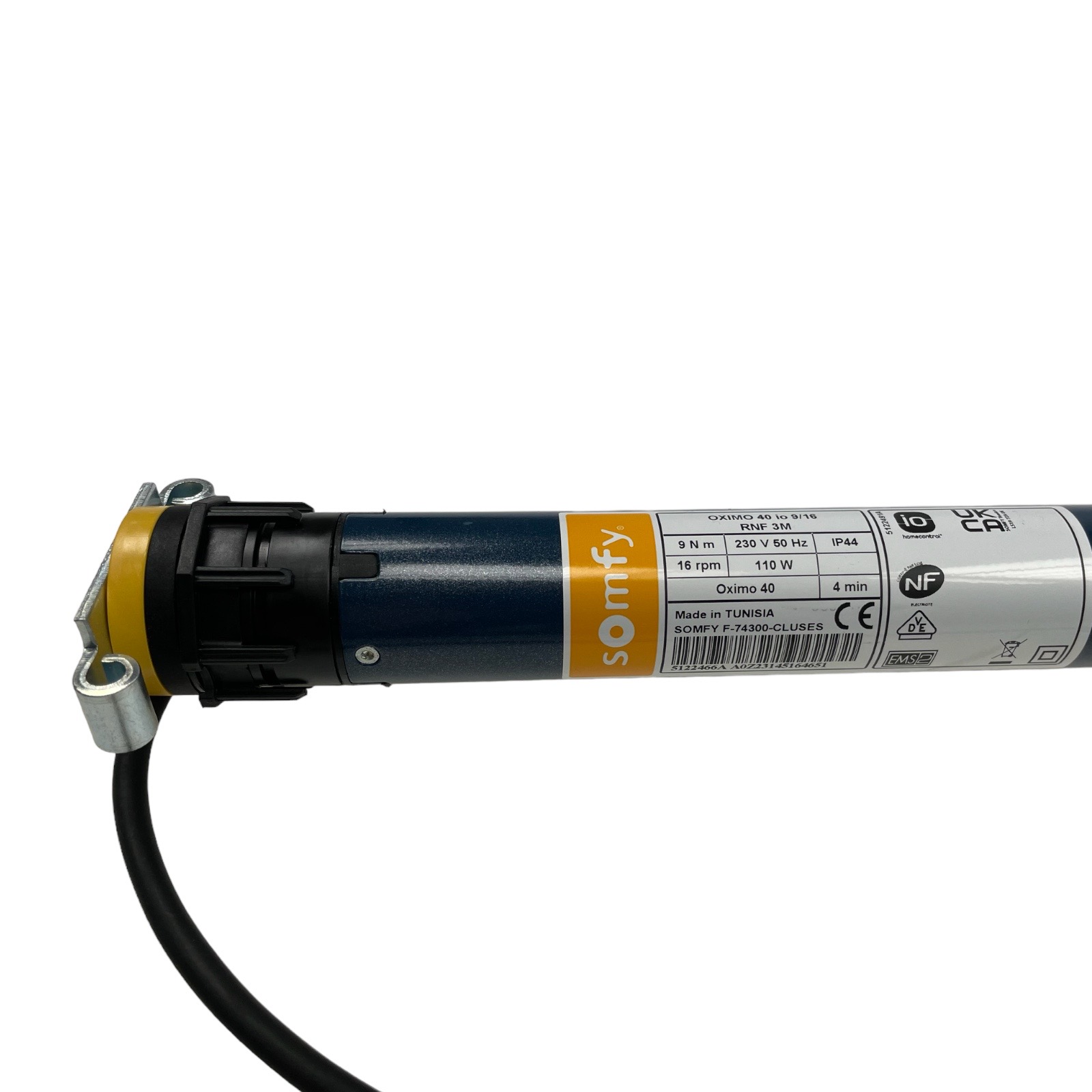 Somfy Oximo 40 io 9/16 - SW 40x0,6 - Kabel 3 m schwarz