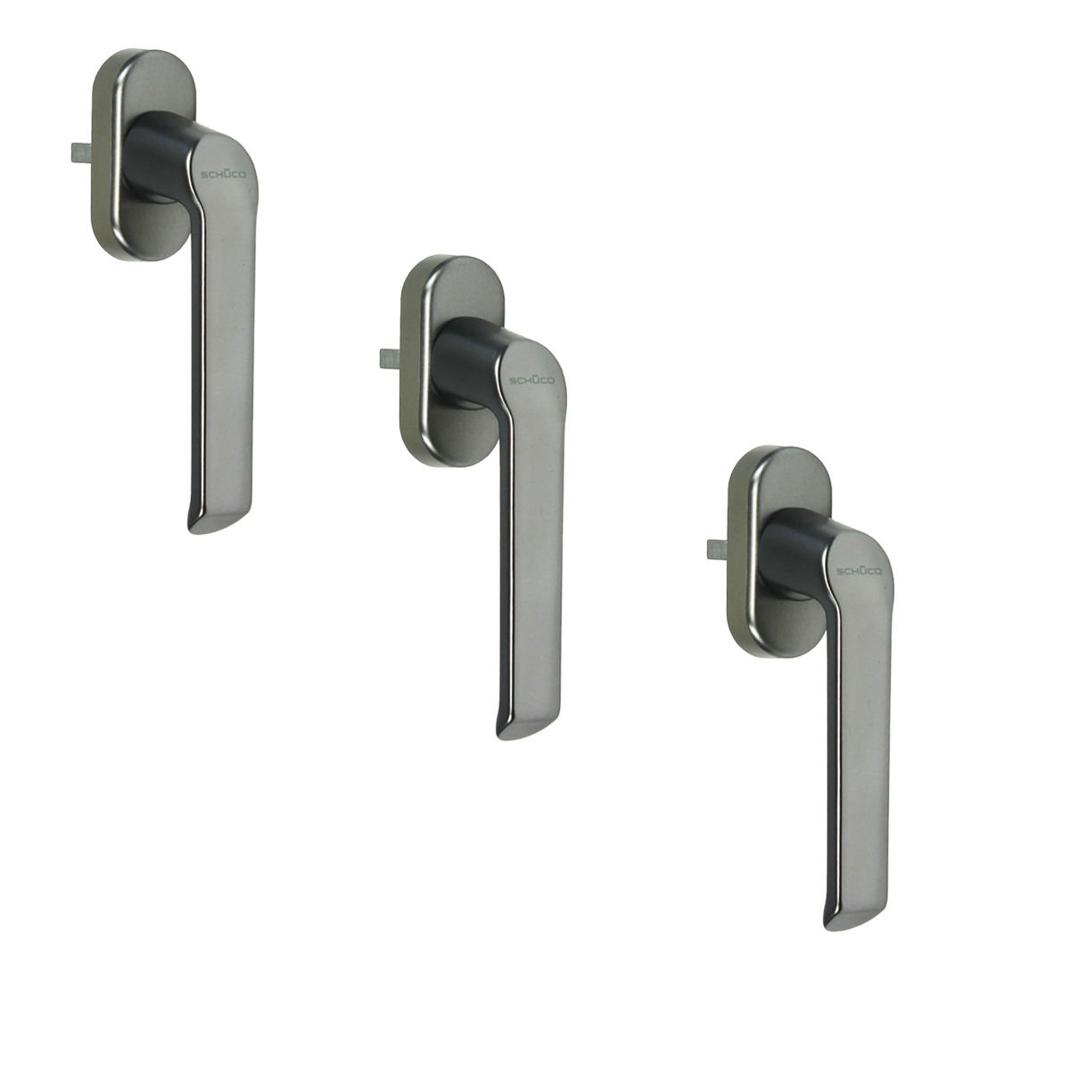 3er Sparset Schüco CT 70 Fenstergriff Akustik in edelstahl