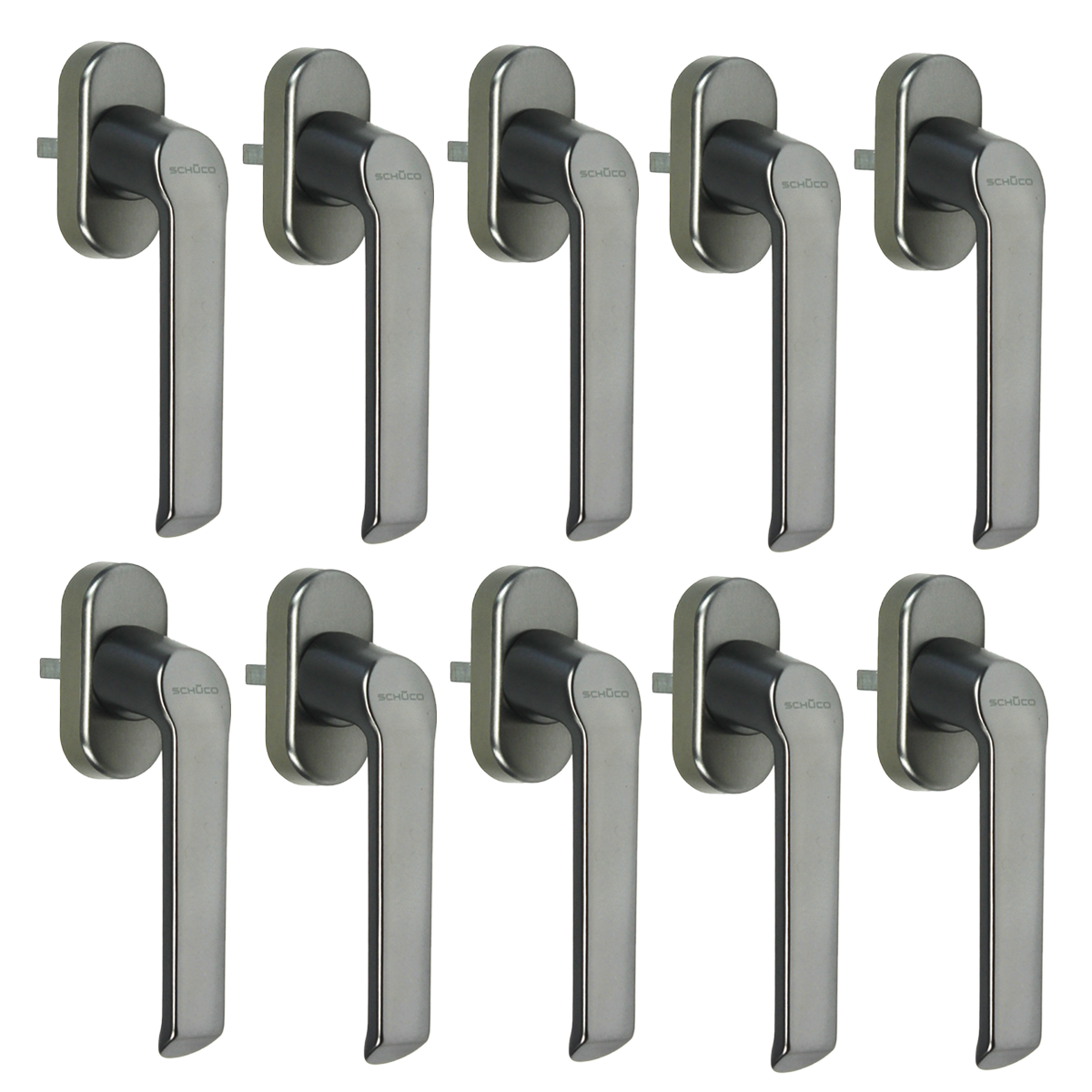 10er Sparset Schüco CT 70 Fenstergriff Akustik in edelstahl