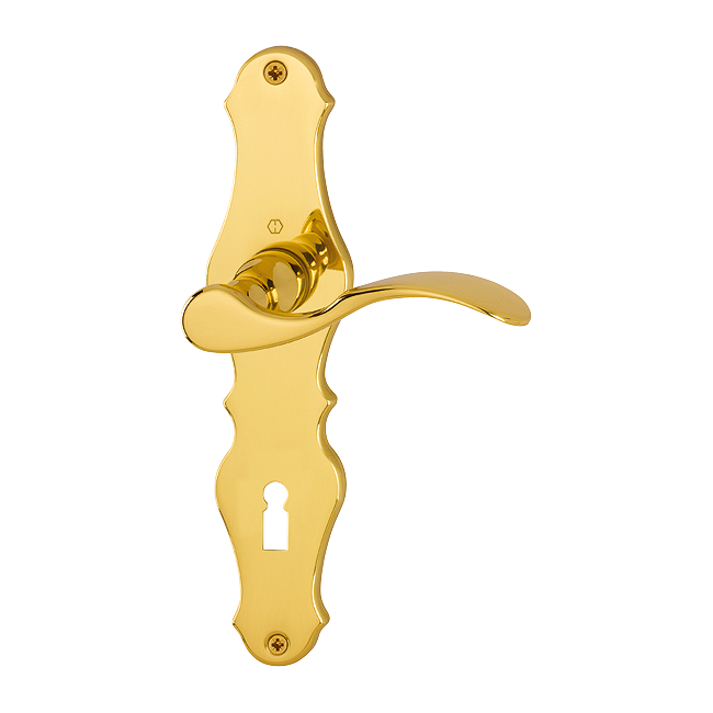 HOPPE Drückergarnitur mit Langschild Weimar M112SLN/2007, Messing, 11539033, BB-Lochung