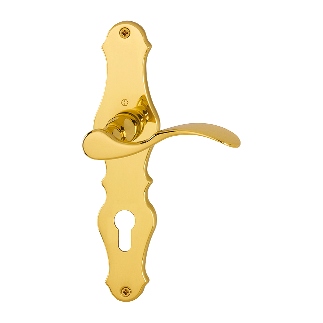 HOPPE Drückergarnitur mit Langschild Weimar M112SLN/2007, Messing, 11565555, PZ-Lochung