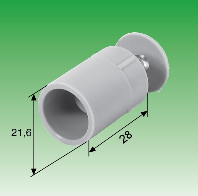 Selve Anschlagstopfen, Länge: 28 mm, mit eingelegter Mutter u. Schraube (4mm)