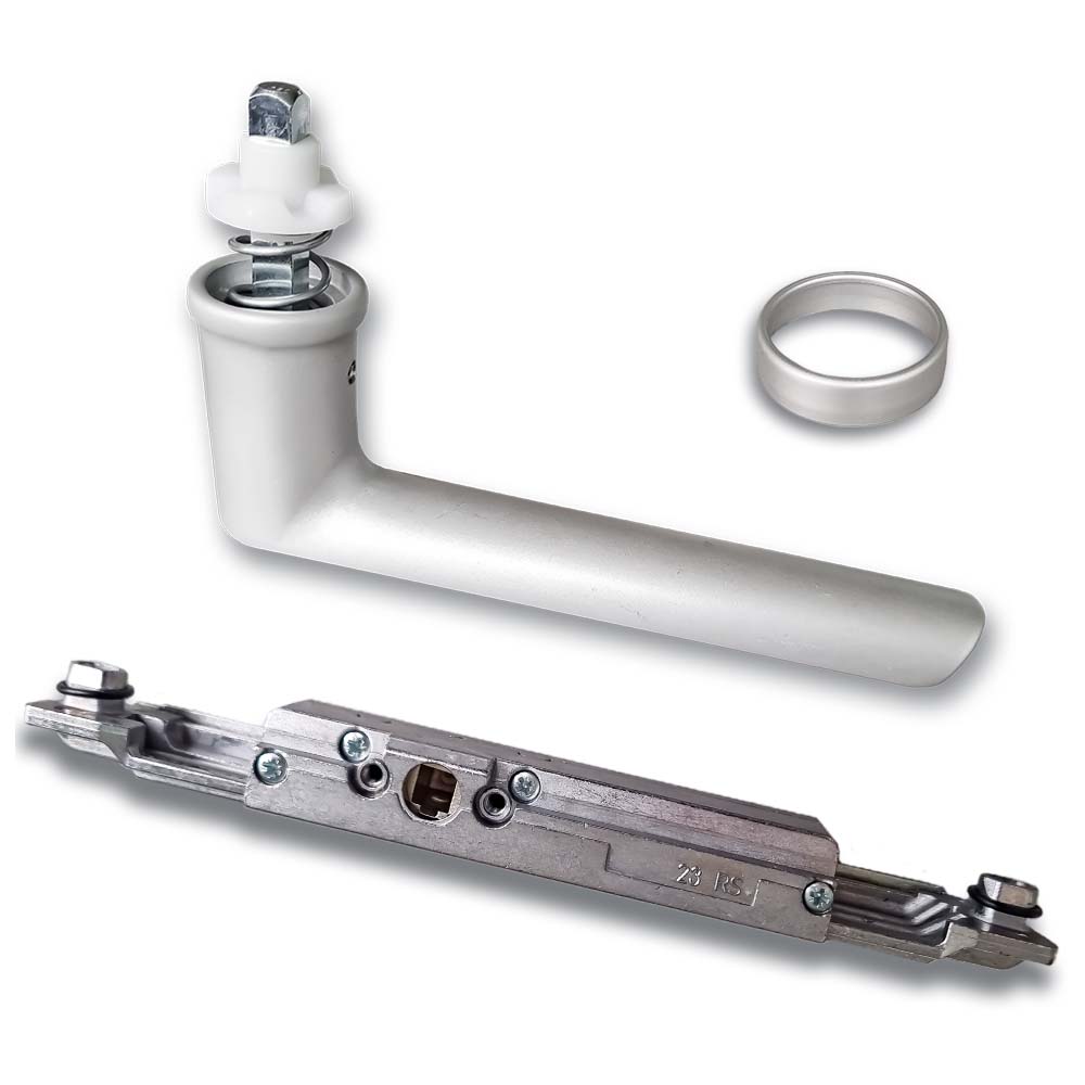 Schüco Reparaturset Getriebe Griff Rosette silber/EV1 (DIN Rechts/DIN Links)