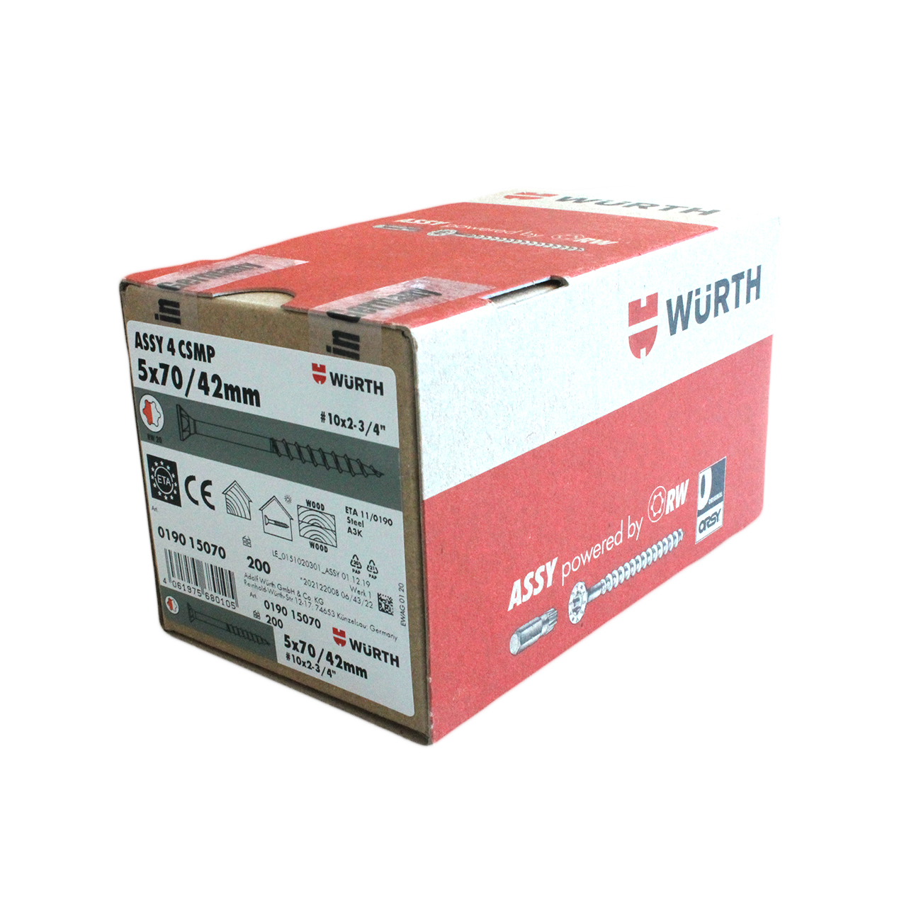 ASSY 4 CSMP 5x70 / 42mm verzinkt TG Senkfrästasche RW, 200 Stk Stahl Schrauben Vollgewinde