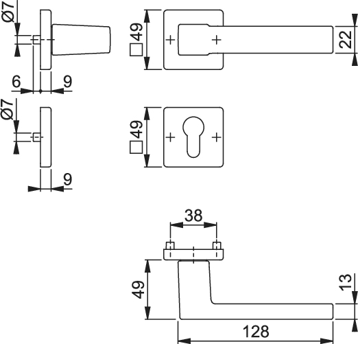 HOPPE® Austin Drückergarnitur mit Rosetten 1769/843KV/843KVS, mit PZ Lochung