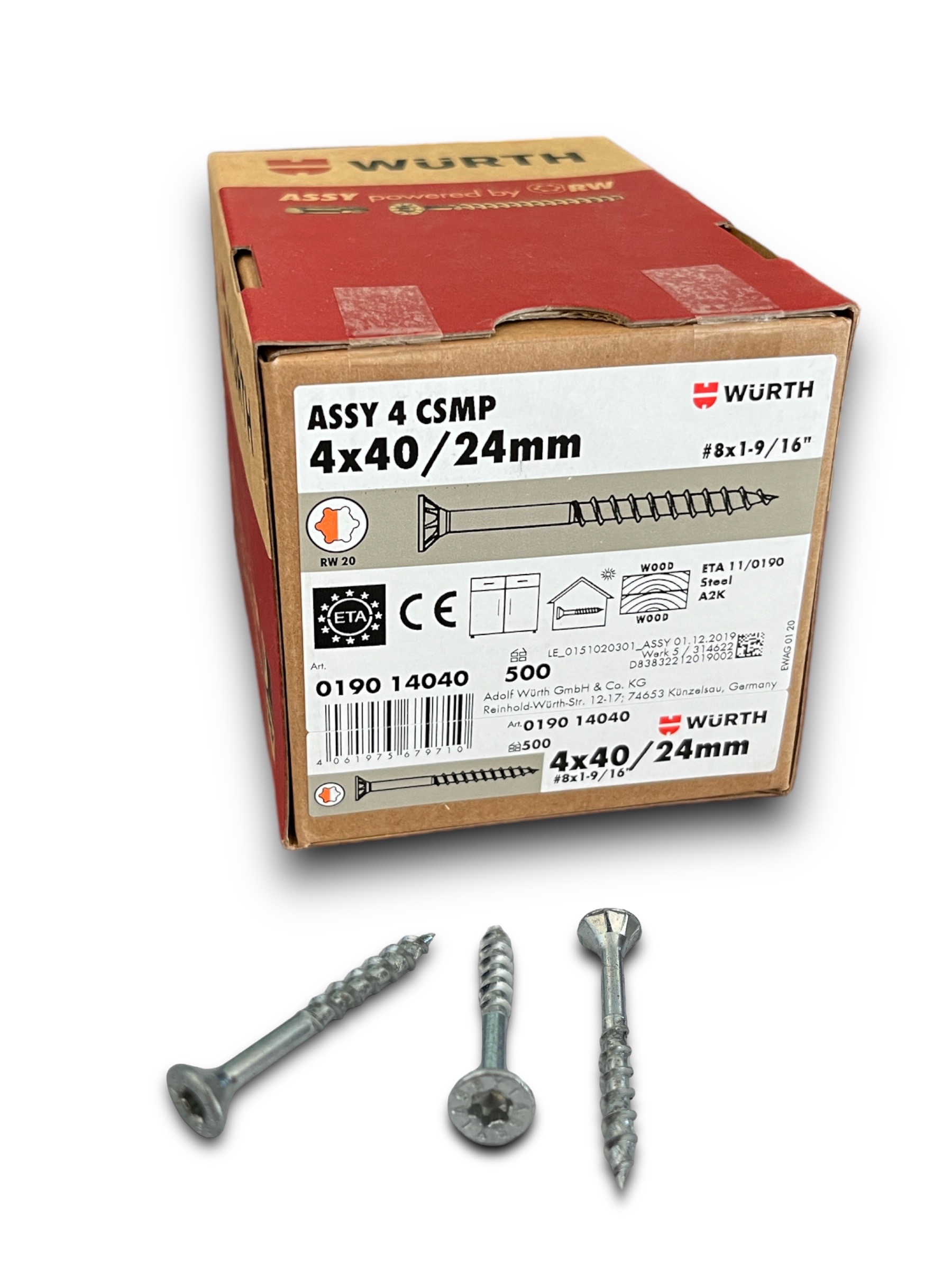 ASSY 4 CSMP 4x40 / 24mm verzinkt TG Senkfrästasche RW, 500 Stk Stahl Schrauben Vollgewinde